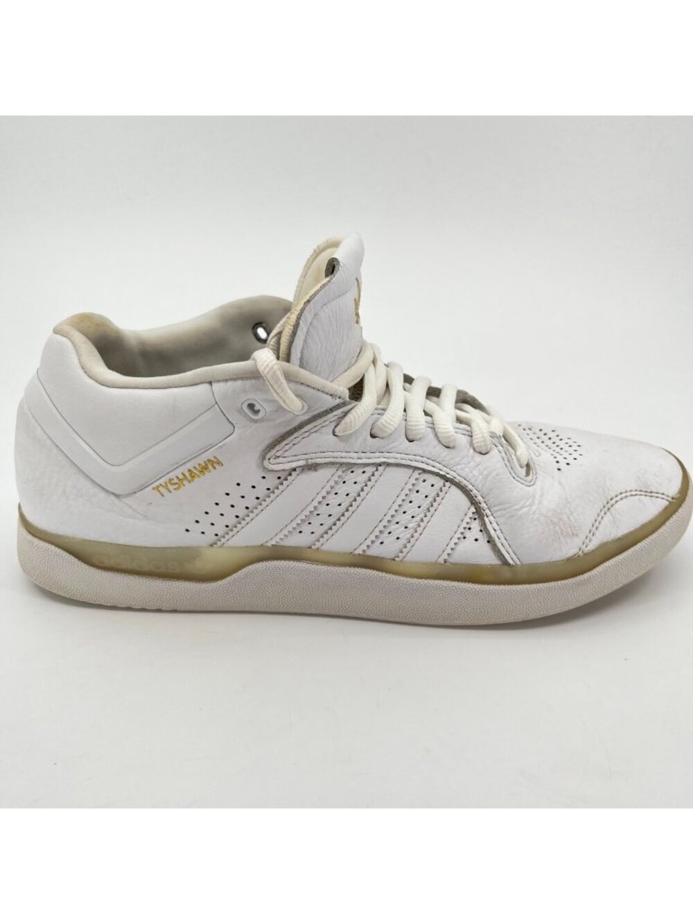 Adidas Tyshawn Mens Size 11 Cloud White Athletic Leather Lace Up Shoes Sneakers